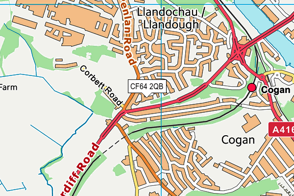 CF64 2QB map - OS VectorMap District (Ordnance Survey)