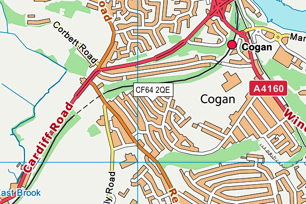 CF64 2QE map - OS VectorMap District (Ordnance Survey)