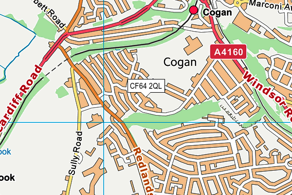 CF64 2QL map - OS VectorMap District (Ordnance Survey)