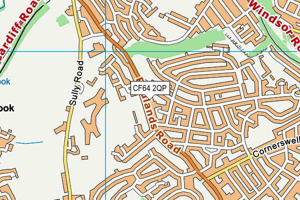 CF64 2QP map - OS VectorMap District (Ordnance Survey)