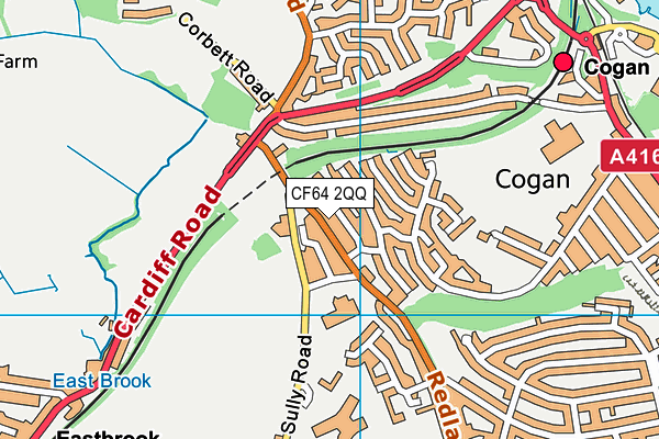 CF64 2QQ map - OS VectorMap District (Ordnance Survey)