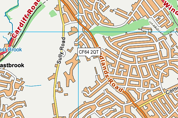 CF64 2QT map - OS VectorMap District (Ordnance Survey)