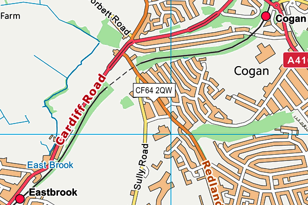 CF64 2QW map - OS VectorMap District (Ordnance Survey)