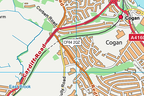 CF64 2QZ map - OS VectorMap District (Ordnance Survey)