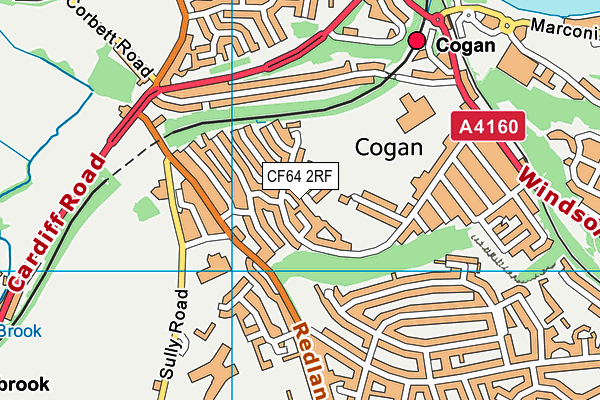 CF64 2RF map - OS VectorMap District (Ordnance Survey)