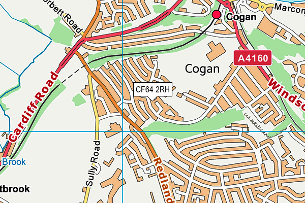 CF64 2RH map - OS VectorMap District (Ordnance Survey)