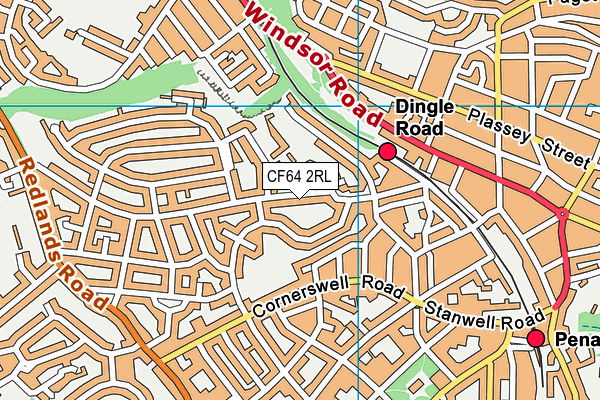 CF64 2RL map - OS VectorMap District (Ordnance Survey)