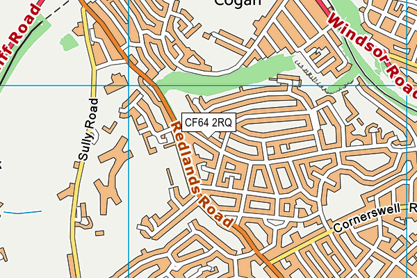 CF64 2RQ map - OS VectorMap District (Ordnance Survey)