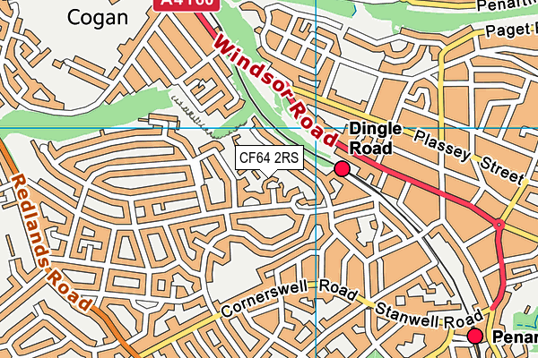 CF64 2RS map - OS VectorMap District (Ordnance Survey)