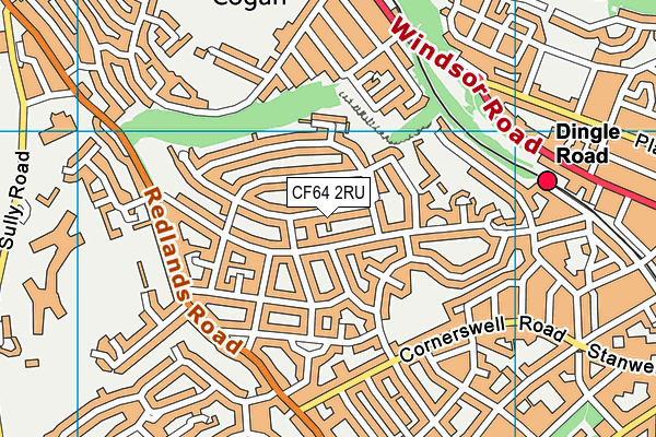 CF64 2RU map - OS VectorMap District (Ordnance Survey)