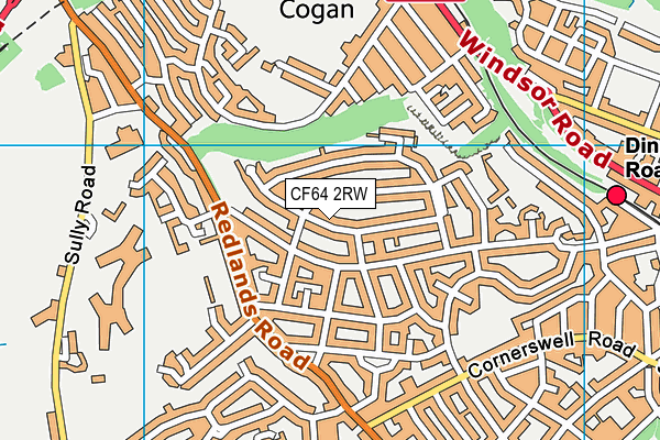 CF64 2RW map - OS VectorMap District (Ordnance Survey)