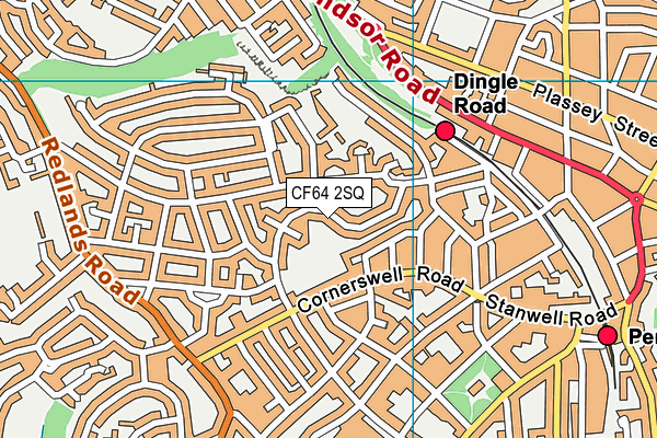 CF64 2SQ map - OS VectorMap District (Ordnance Survey)