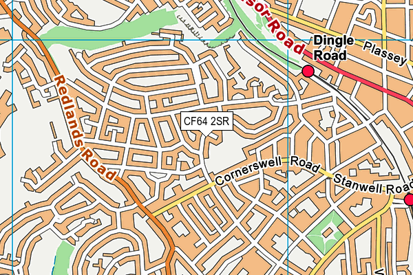 CF64 2SR map - OS VectorMap District (Ordnance Survey)