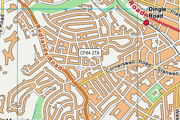 CF64 2TA map - OS VectorMap District (Ordnance Survey)