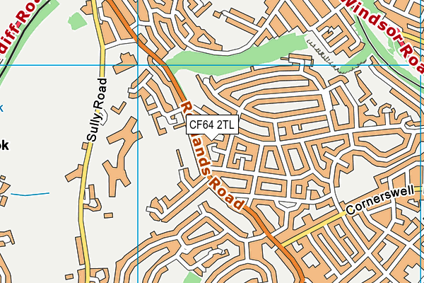 CF64 2TL map - OS VectorMap District (Ordnance Survey)