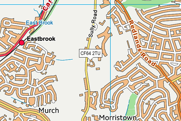 CF64 2TU map - OS VectorMap District (Ordnance Survey)