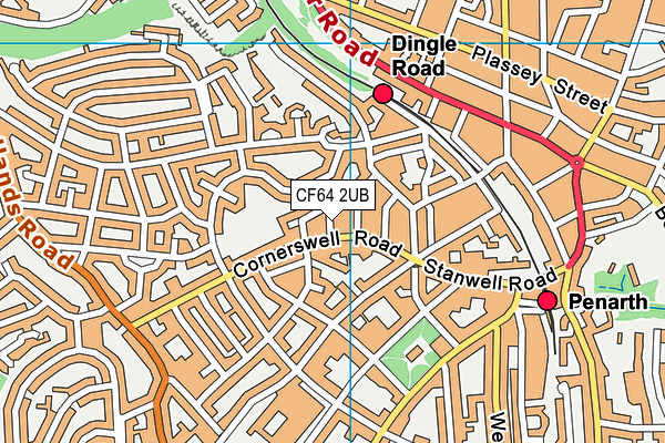 CF64 2UB map - OS VectorMap District (Ordnance Survey)