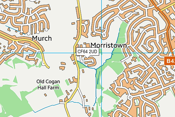 CF64 2UD map - OS VectorMap District (Ordnance Survey)