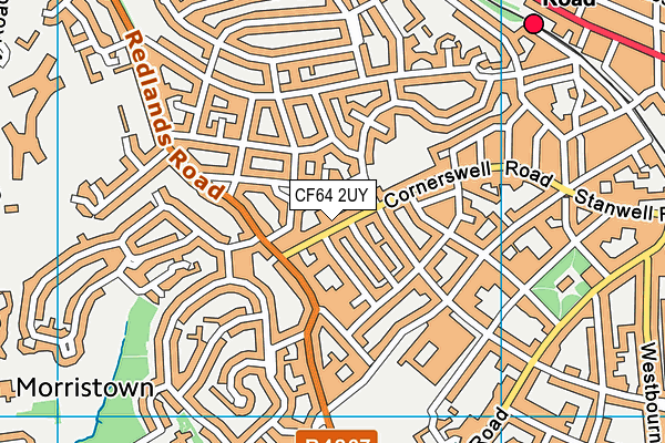 CF64 2UY map - OS VectorMap District (Ordnance Survey)