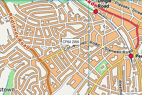 CF64 2WA map - OS VectorMap District (Ordnance Survey)