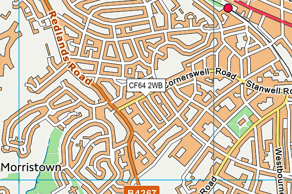 CF64 2WB map - OS VectorMap District (Ordnance Survey)