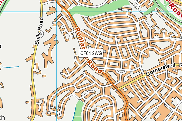 CF64 2WG map - OS VectorMap District (Ordnance Survey)