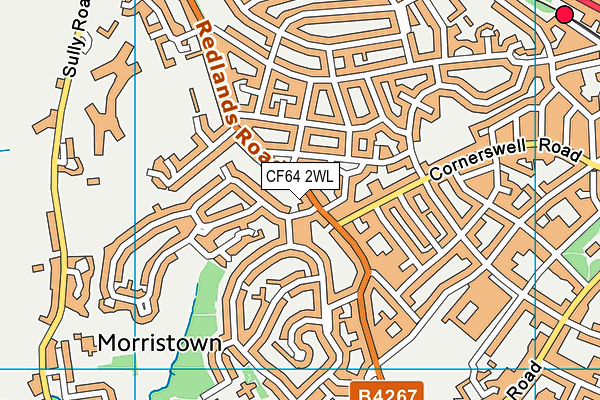 CF64 2WL map - OS VectorMap District (Ordnance Survey)