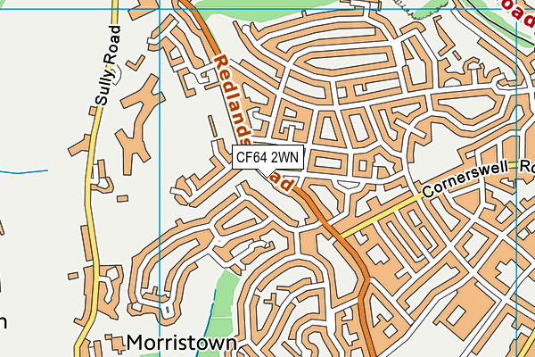 CF64 2WN map - OS VectorMap District (Ordnance Survey)