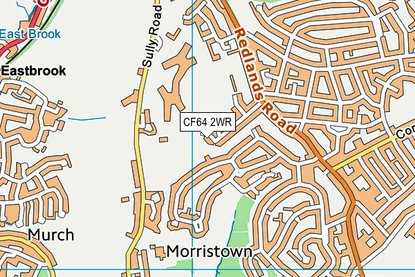 CF64 2WR map - OS VectorMap District (Ordnance Survey)