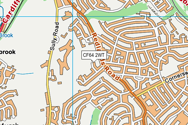 CF64 2WT map - OS VectorMap District (Ordnance Survey)