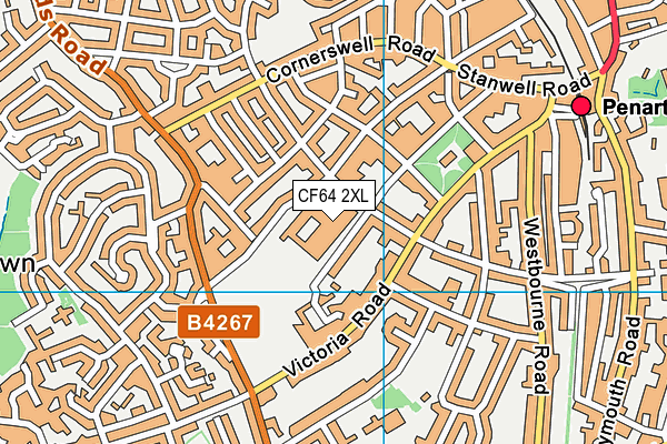 Stanwell  School map (CF64 2XL) - OS VectorMap District (Ordnance Survey)