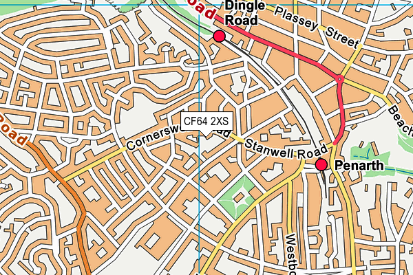 CF64 2XS map - OS VectorMap District (Ordnance Survey)