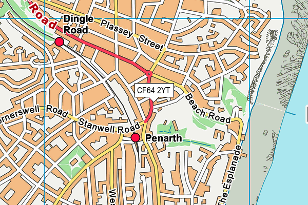 CF64 2YT map - OS VectorMap District (Ordnance Survey)