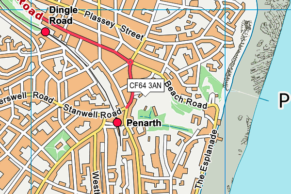 CF64 3AN map - OS VectorMap District (Ordnance Survey)