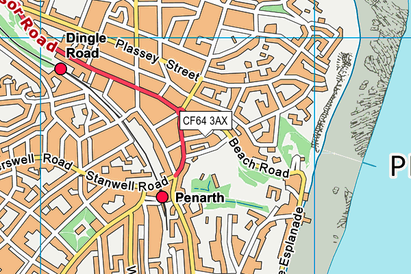 CF64 3AX map - OS VectorMap District (Ordnance Survey)