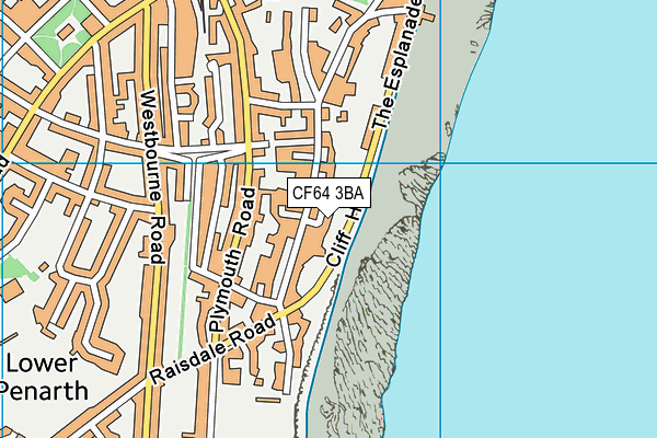 CF64 3BA map - OS VectorMap District (Ordnance Survey)