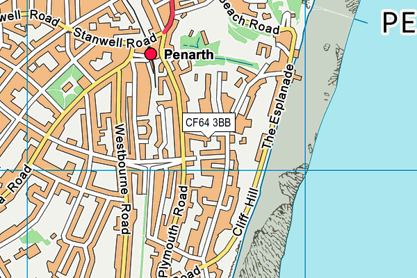 CF64 3BB map - OS VectorMap District (Ordnance Survey)