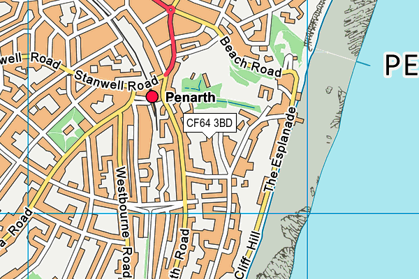 CF64 3BD map - OS VectorMap District (Ordnance Survey)