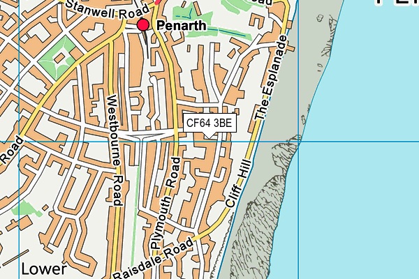 CF64 3BE map - OS VectorMap District (Ordnance Survey)