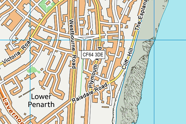 CF64 3DE map - OS VectorMap District (Ordnance Survey)