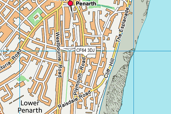 CF64 3DJ map - OS VectorMap District (Ordnance Survey)