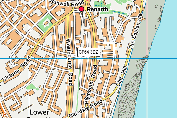 CF64 3DZ map - OS VectorMap District (Ordnance Survey)