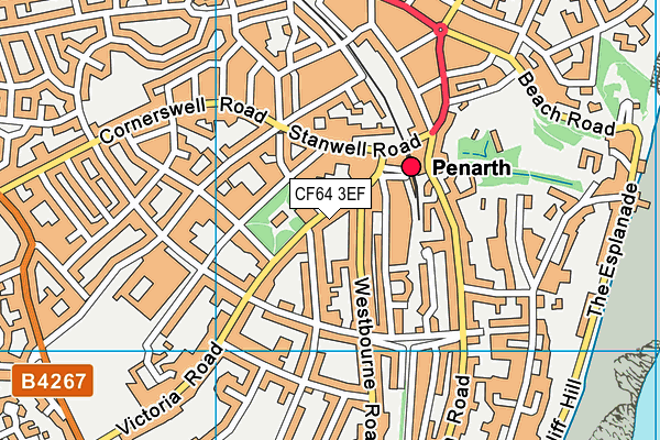 CF64 3EF map - OS VectorMap District (Ordnance Survey)