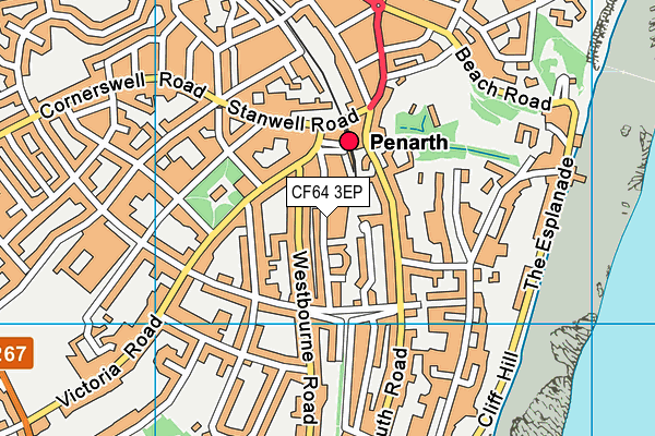 CF64 3EP map - OS VectorMap District (Ordnance Survey)