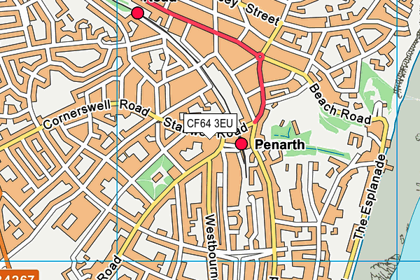 CF64 3EU map - OS VectorMap District (Ordnance Survey)