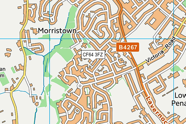 CF64 3FZ map - OS VectorMap District (Ordnance Survey)