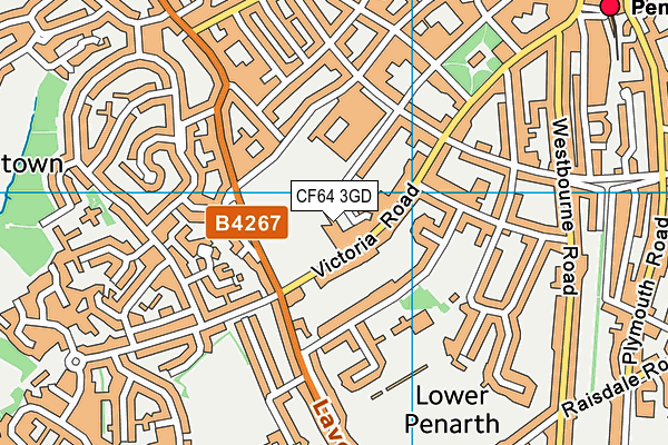 CF64 3GD map - OS VectorMap District (Ordnance Survey)