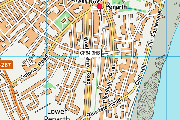 CF64 3HB map - OS VectorMap District (Ordnance Survey)