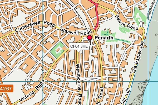 CF64 3HE map - OS VectorMap District (Ordnance Survey)