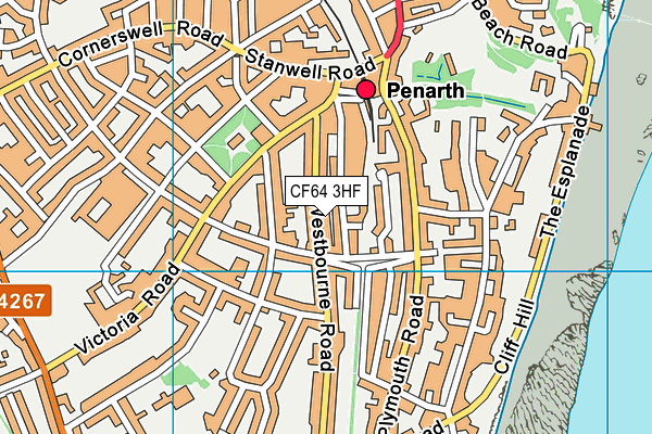 CF64 3HF map - OS VectorMap District (Ordnance Survey)